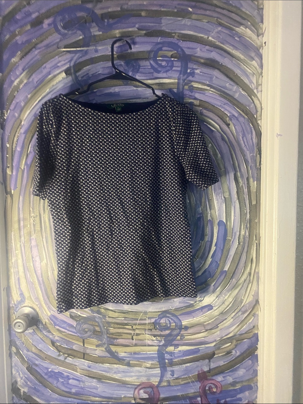 Lauren Ralph Lauren Black & White Short Sleeve Patterned Tee